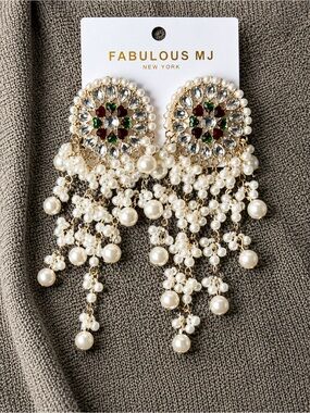 Pearl & Crystal Dreamcatcher Post Earrings